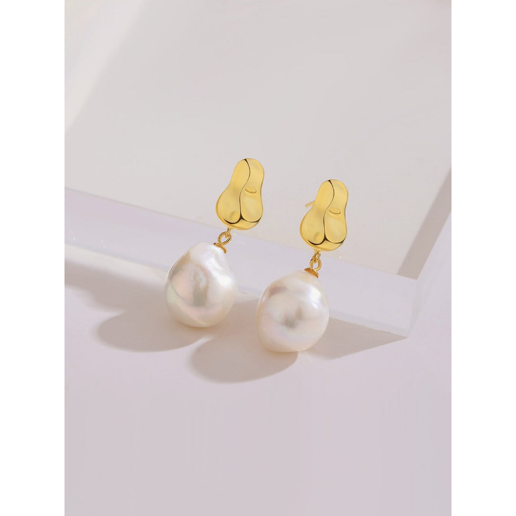 Baroque Style Elegant Handmade Asymmetric Pearl Earrings Create Easy European Charm